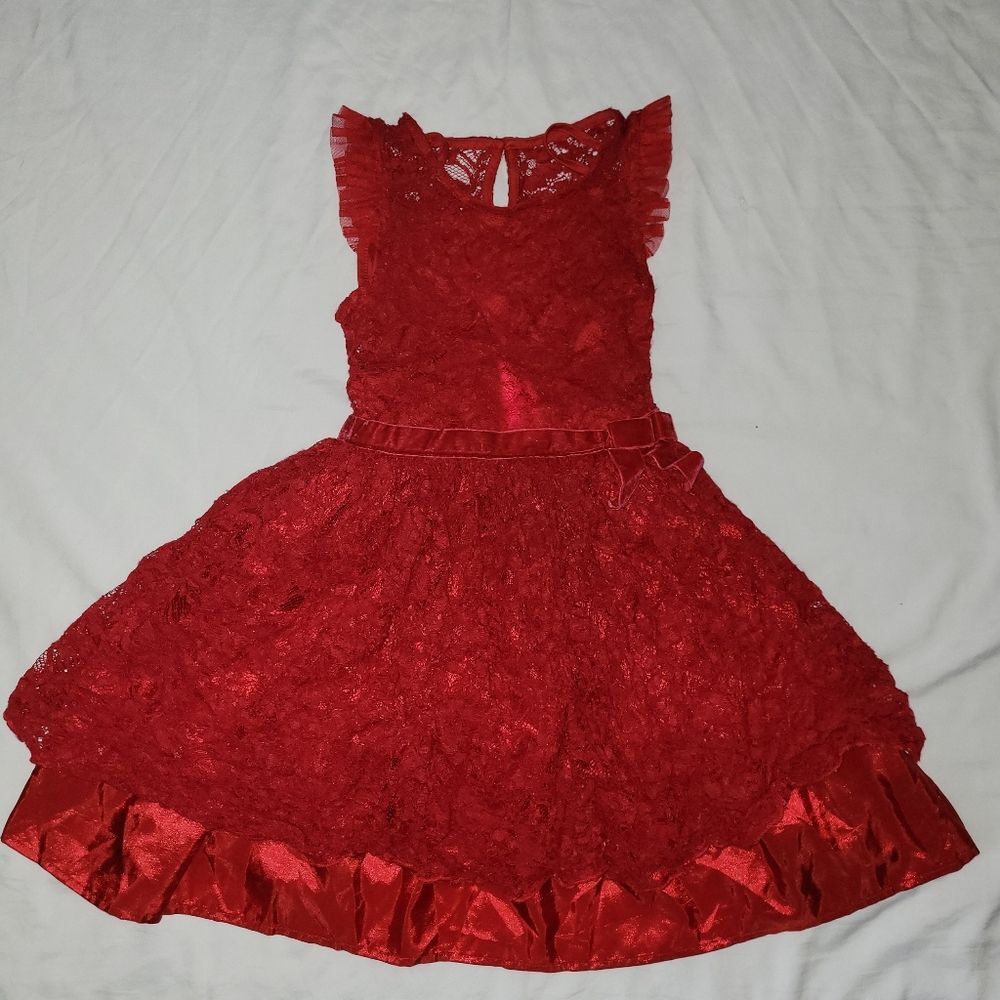 Lilt size large 10-12 red cap sleeve lace dress